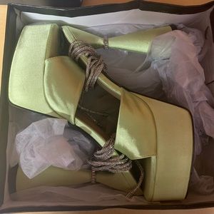 JUBILEE LACE UP DIAMANTE STRAP DETAIL PEEP TOE PLATFORM HEEL